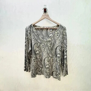 Hillard & Hanson || Paisley Cream and Sage Blouse